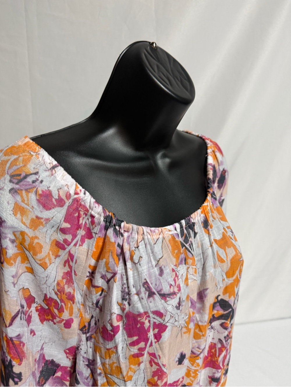 Cato Boho Floral Peasant Blouse Crochet Lace Hem Tassels Long Sleeve Tunic XL - Picture 7 of 16